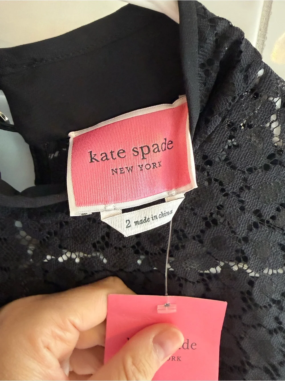 kate spade Flora Leopard Lace Black Short Sleeve Fit-and-Flare Mini Dress